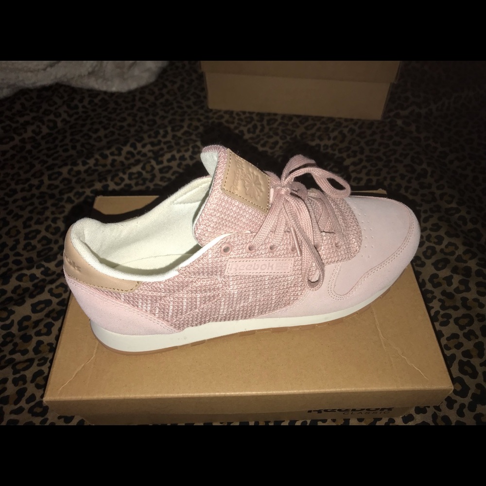 Pink REEBOKS with gum bottom